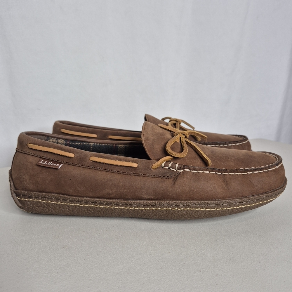 L.L. Bean Handsewn Flannel Lined Slippers - Size 10